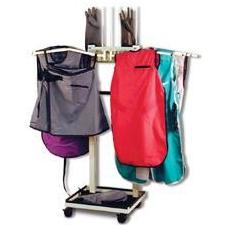 mobile apron rack with glove adapter