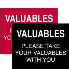 sign: valuables - Click Image to Close